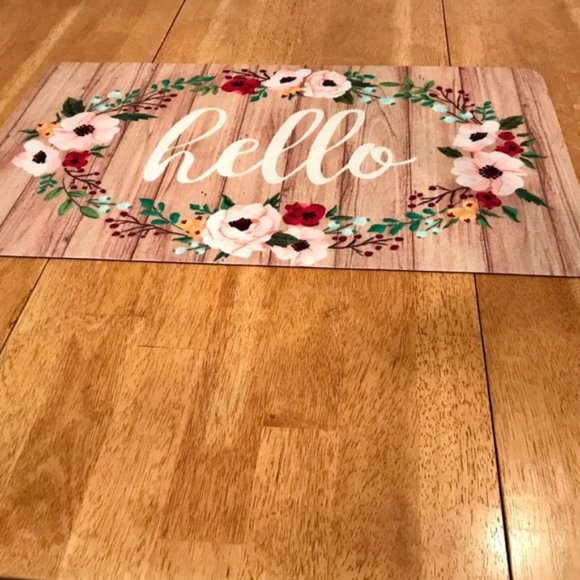 Spring Hello Floral Welcome Mat - Picture 1 of 6